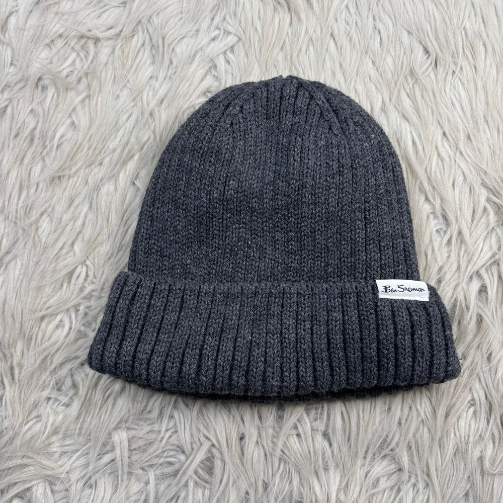Ben Sherman Men's OS Gray Ribbed Fleece Lined Beanie Hat Preppy Fisherman
